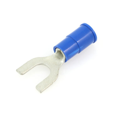 Vinyl Insulated Blue Spade Terminal 16-14 Gauge #6 Stud - 100 Pack