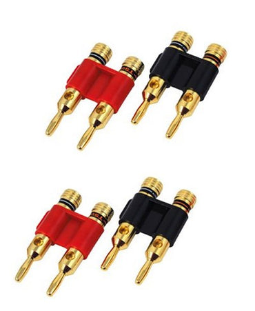 Tsunami SW300 Speaker Wire Dual 24k Gold Banana Plug 2 dual RED & 2 dual BLACK