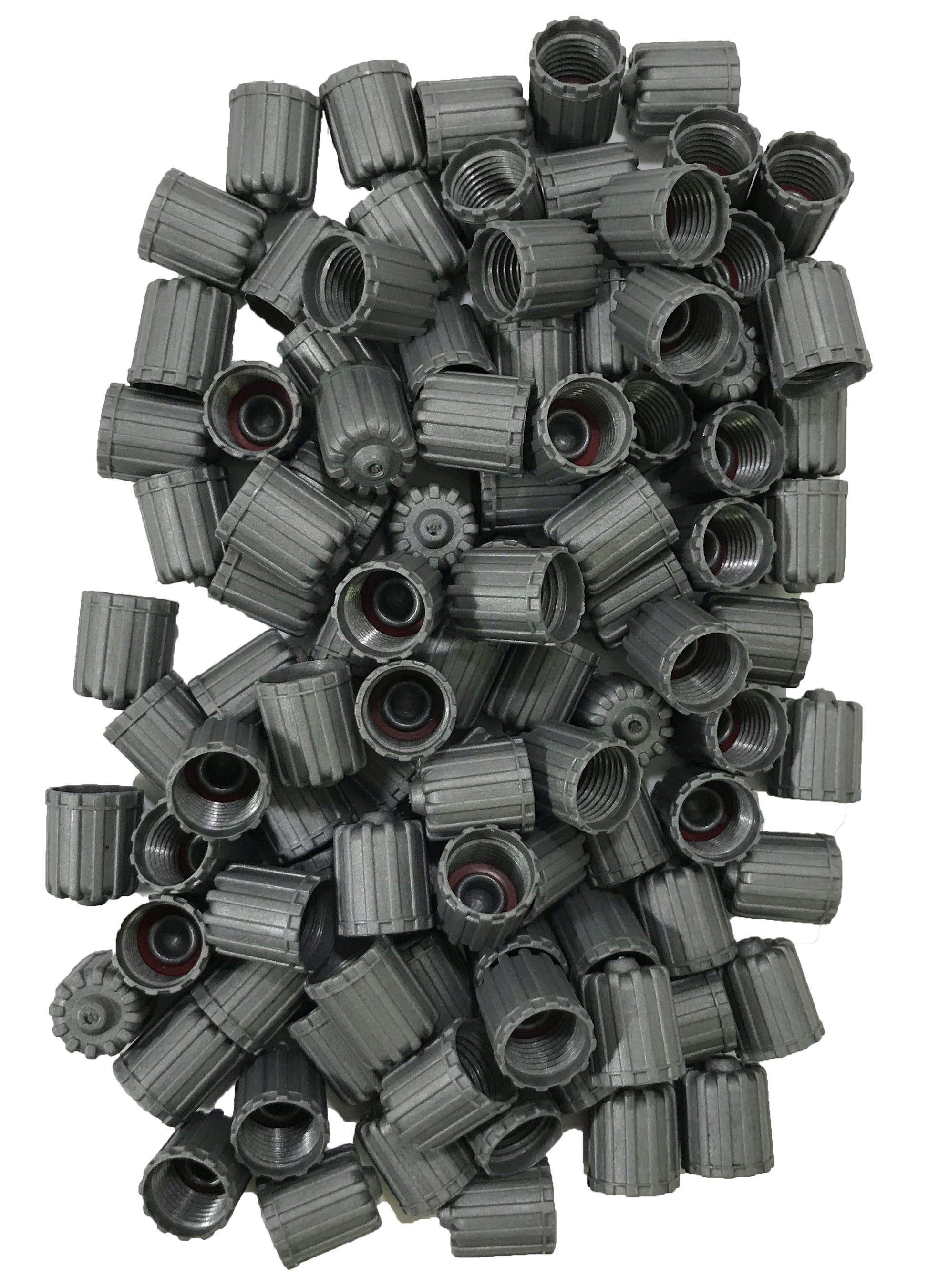 100 Pack Standard TPMS Gray Sealing Tire Valve Stem Cap