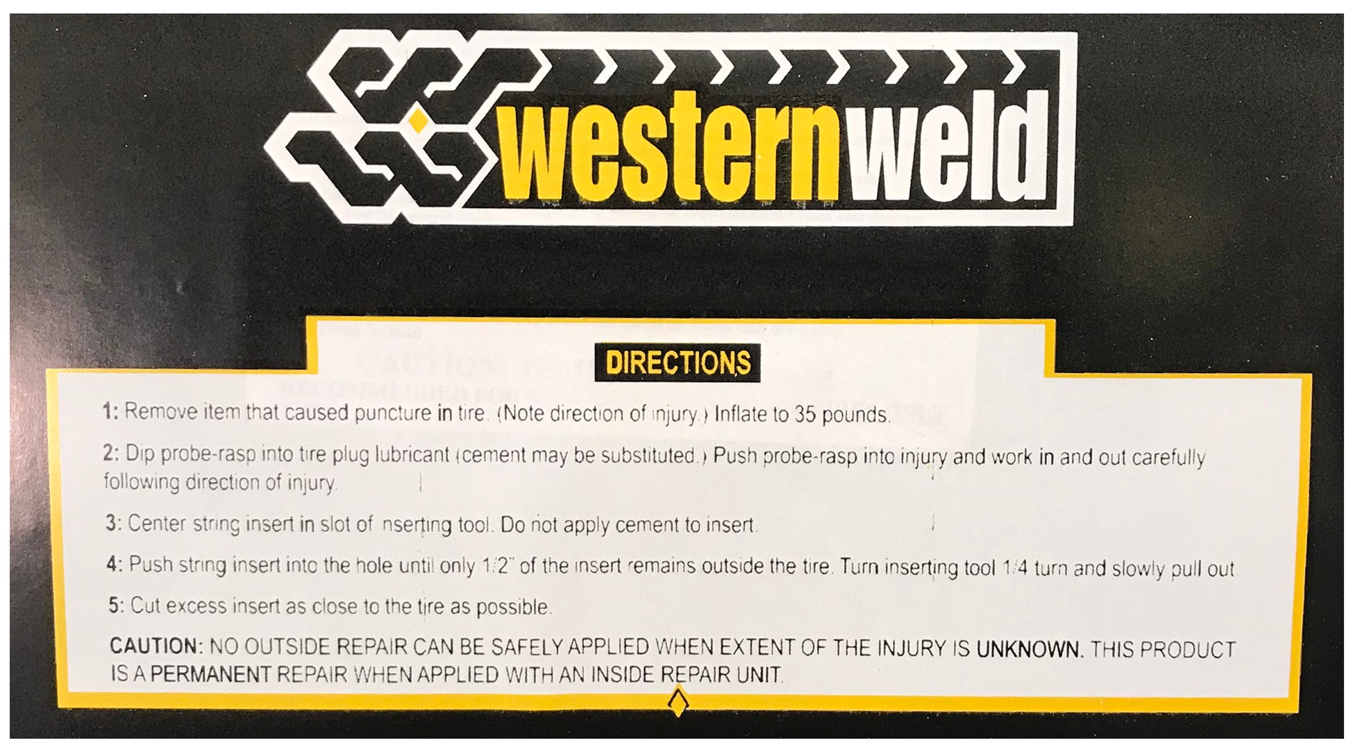 Western Weld Tubeless Flat Tire Repair Kit - USA Made