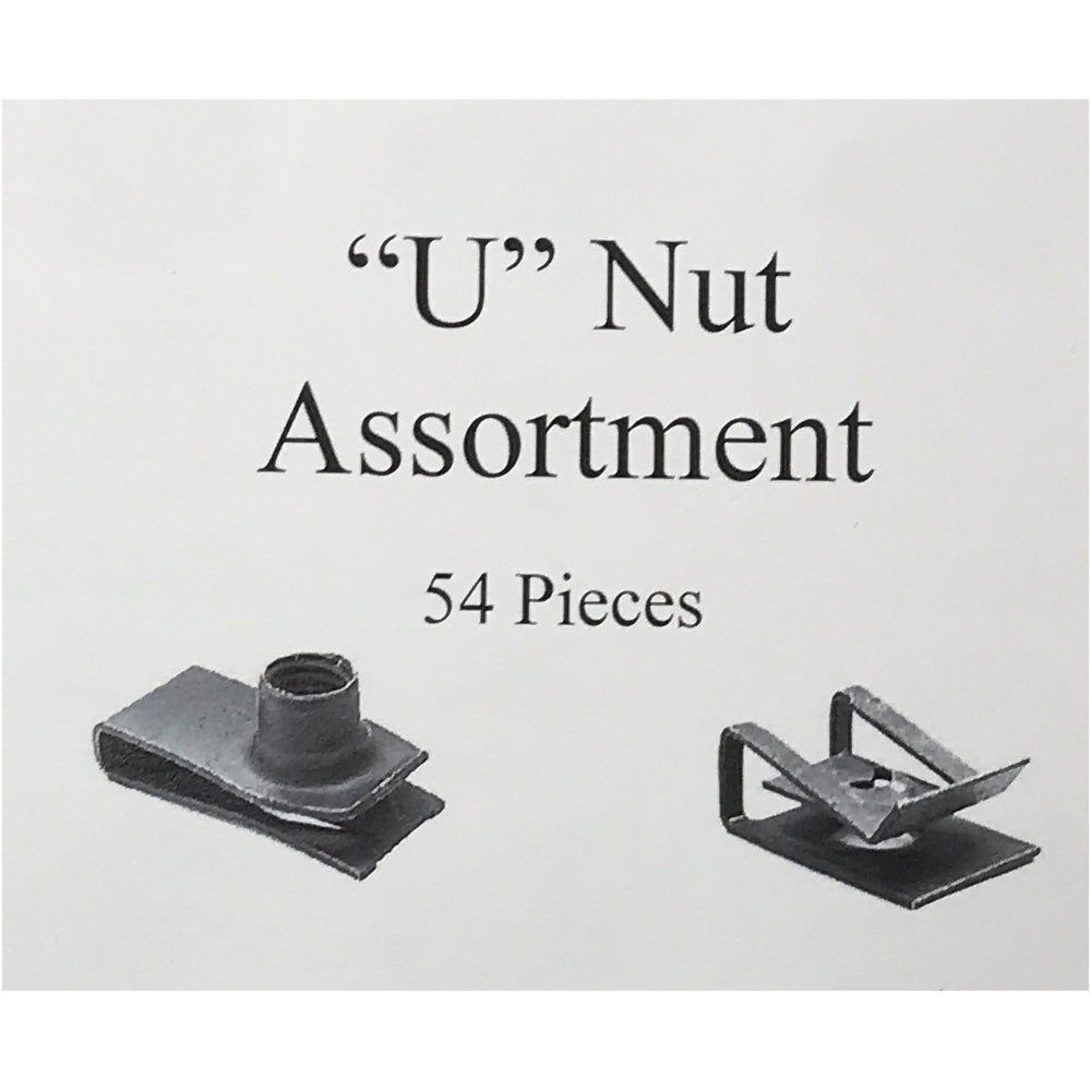 54 Piece Black Phosphate Finish U Nut Speed Nut U Clip GM Assortment Kit