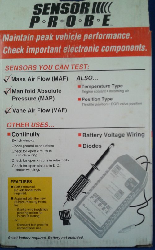 Sunpro Actron III SENSOR PROBE MAP MAF, VAF Testing USA Made