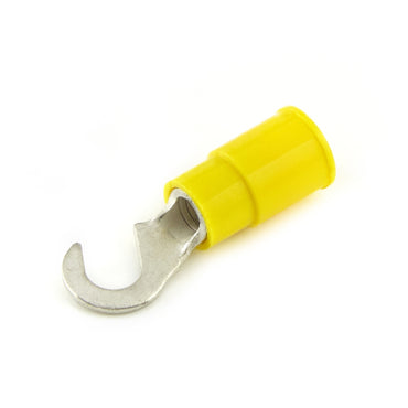 Vinyl Insulated Yellow Hook Terminal 12-10 Gauge #10 Stud - 100 Pack