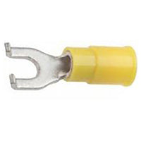 Vinyl Insulated Yellow Flange Spade Terminal 12-10 Gauge #10 Stud - 100 Pack