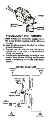 Universal Black Turn Signal Switch 7 Wire W/ Indicator Light & Emergency Flasher Button