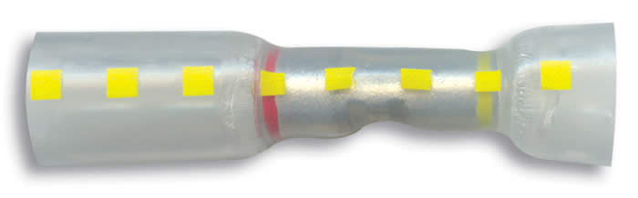 Hydralink Clear Heat Shrink & Crimp 2-1 In-Line Butt Connector 12-10 Gauge Yellow Dash - 50 Pack