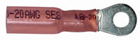 Heat Shrink & Crimp Red Ring Terminal 22-18 Gauge #6 Stud - 10 Pack