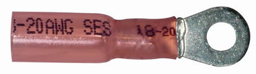 Heat Shrink & Crimp Red Ring Terminal 22-18 Gauge #6 Stud - 10 Pack