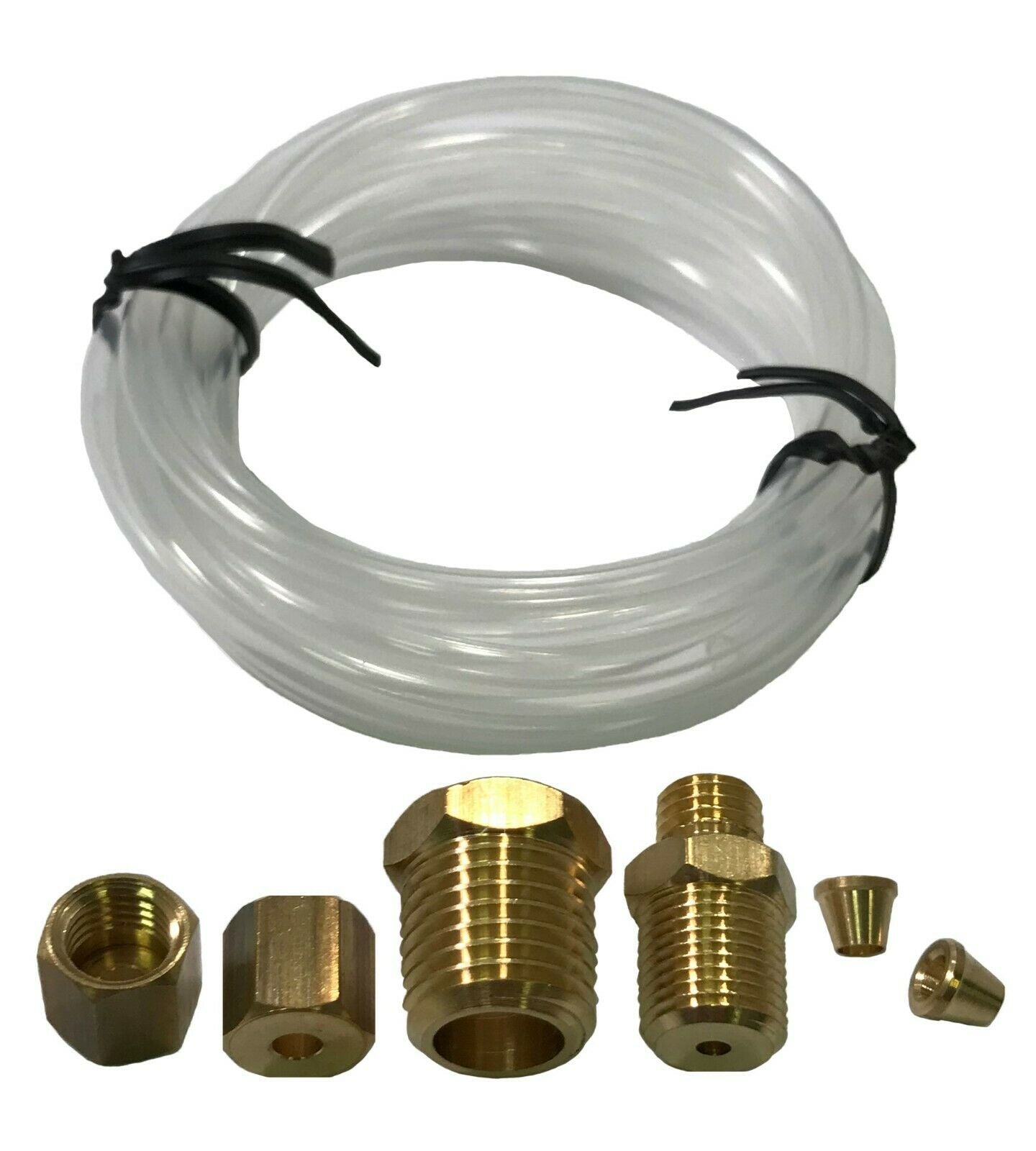 Mechanical Oil Pressure Gauge 72" Inch Nylon Line Tubing Install Kit w/ Fittings