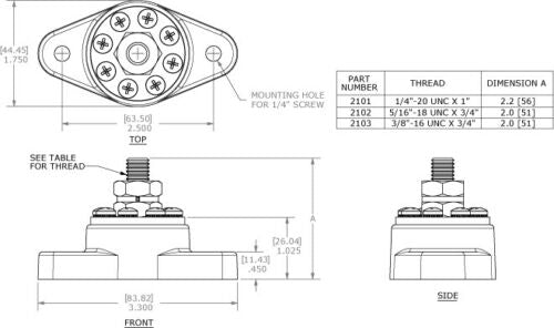 Blue Sea Systems #2102 Marine PowerPost Plus 8 Screw Connector & Insulating Boot 5/16"-18