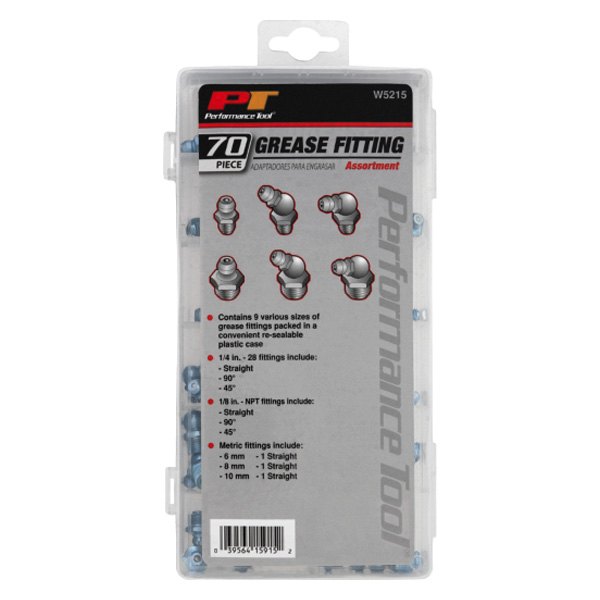 Steel Grease Fitting SAE & Metric Sizes Assortment Kit - 70 Pieces
