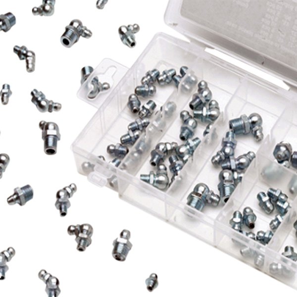 Steel Grease Fitting SAE & Metric Sizes Assortment Kit - 70 Pieces