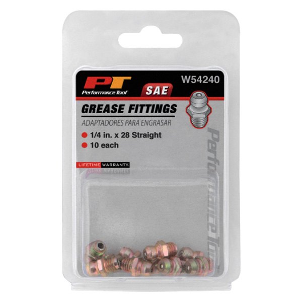 Short Straight Grease Fitting - 1/4" x -28 SAE - 10 Pack
