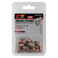 Short 45 Degree Grease Fitting - 1/4" x -28 SAE - 10 Pack