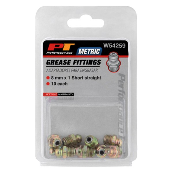 Short Straight Grease Fittings 8 MM x 1 Metric - 10 Pack