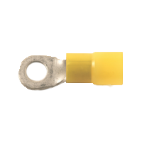 Vinyl Insulated Yellow Ring Terminal 4 Gauge 1/4 Stud - 100 Pack
