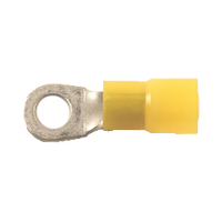 Vinyl Insulated Yellow Ring Terminal 4 Gauge 5/16 Stud - 10 Pack
