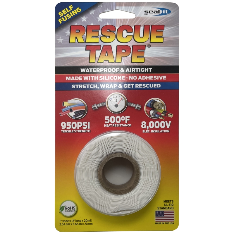 Used by US Military Silicone Rubber Wrap Electrical Wires Rescue Tape Emergency Pipe & Plumbing Repair Seal Radiator Hose Leaks Clear DIY Repairs Self-Fusing Silicone Tape 1” X 12’ 