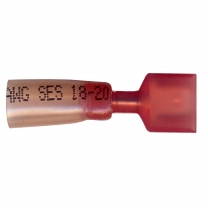 Heat Shrink & Crimp Red Fully Insulated Male Quick Disconnect 22-18 Gauge .187 Tab - 500 Pack