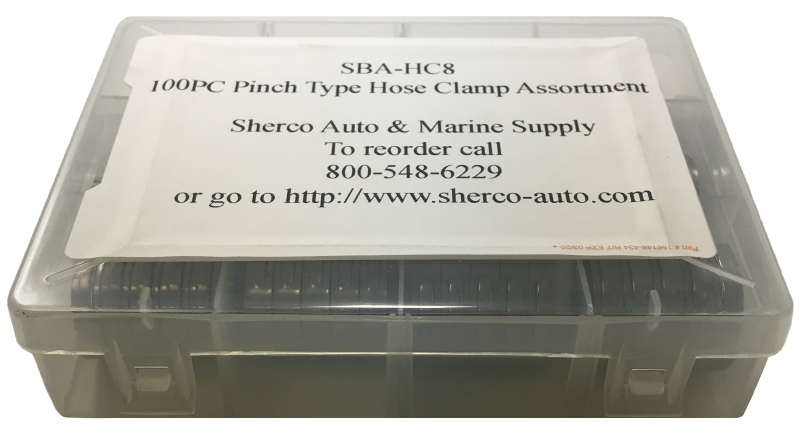 100 Piece Single Ear Pinch Type Crimp Hose Clamp 7/16" to 1-1/8" Assortment Kit 